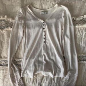Abercrombie & Fitch Cream Long Sleeve Henley